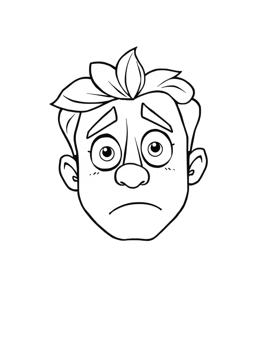 A confused face with a tilted head.