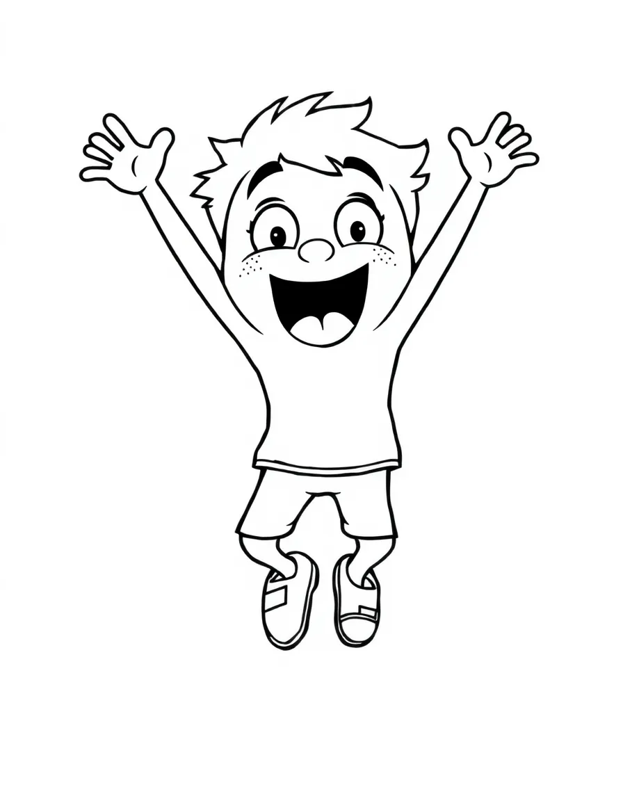 An excited face jumping.