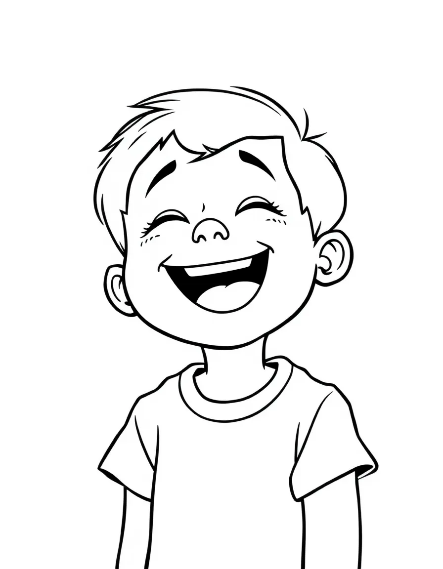 A laughing child telling a joke.