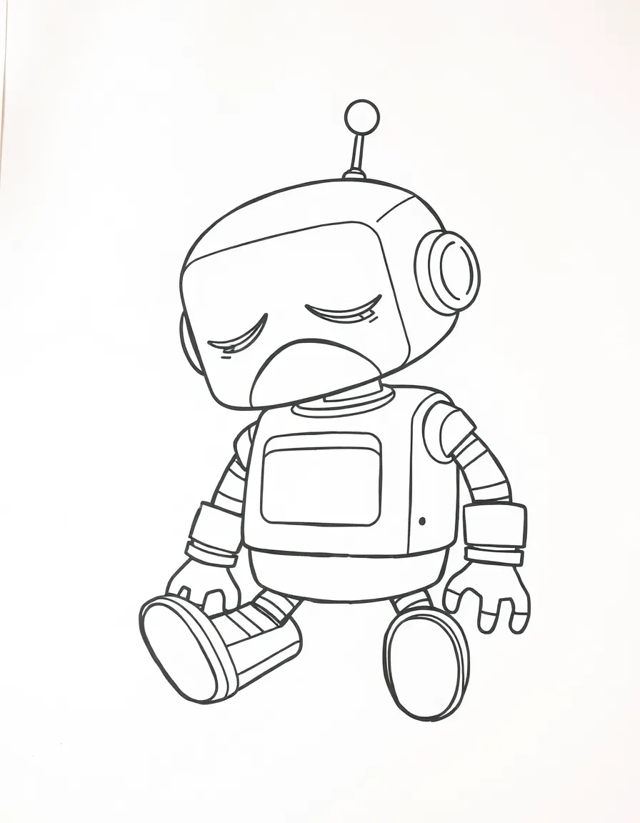 A sad robot slumped.