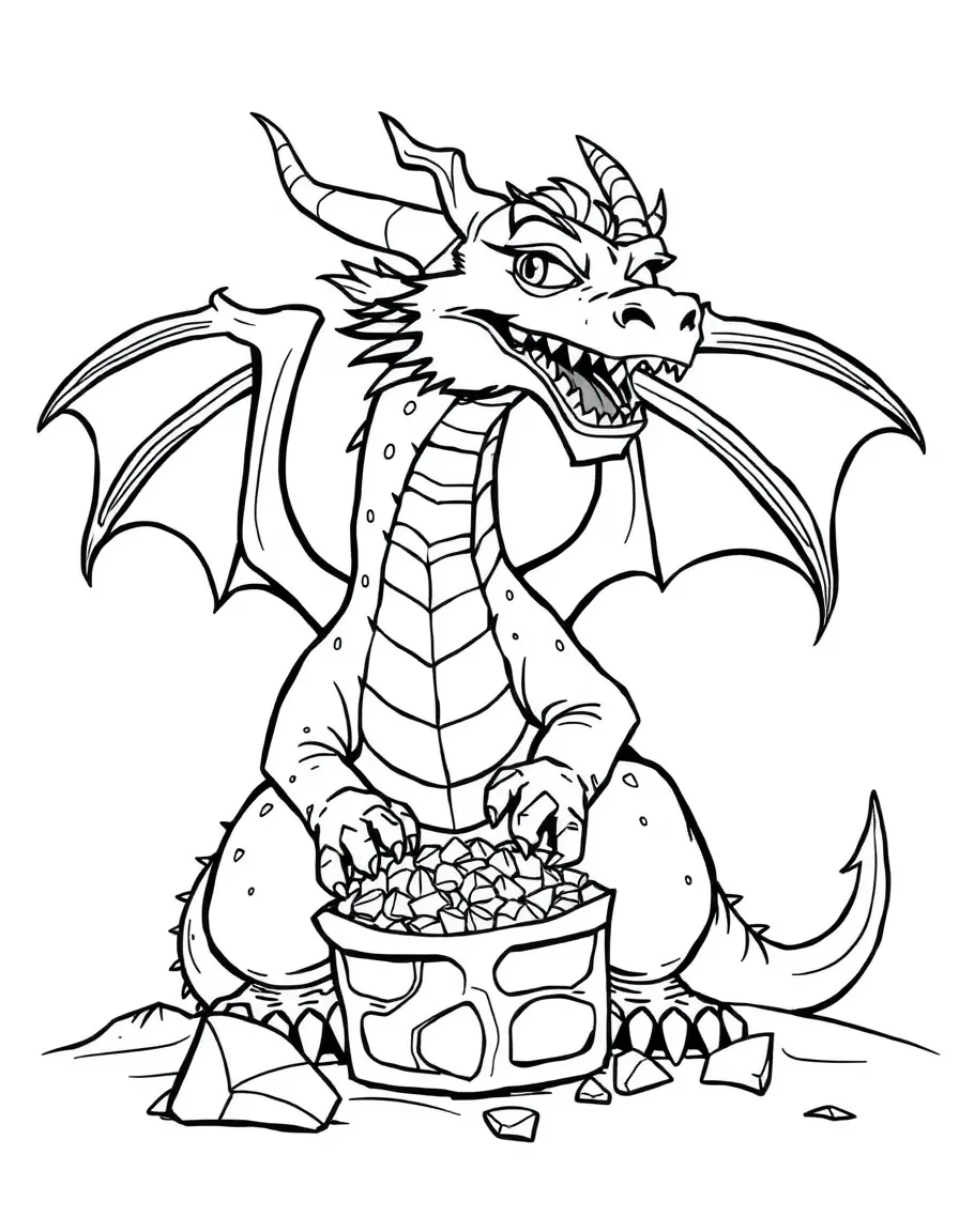 A brave dragon guarding treasure.