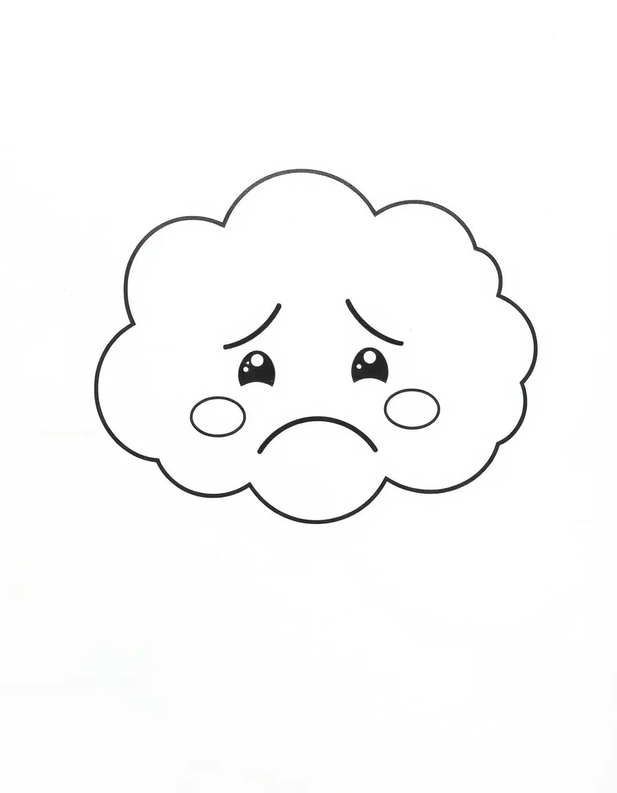 A sad cloud making a sad face.