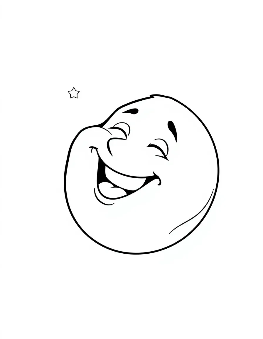 A laughing moon winking.