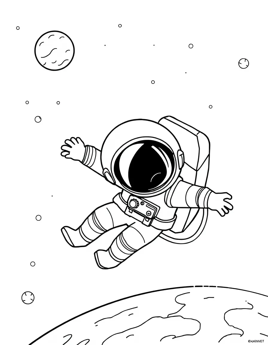 A bored astronaut floating in space.