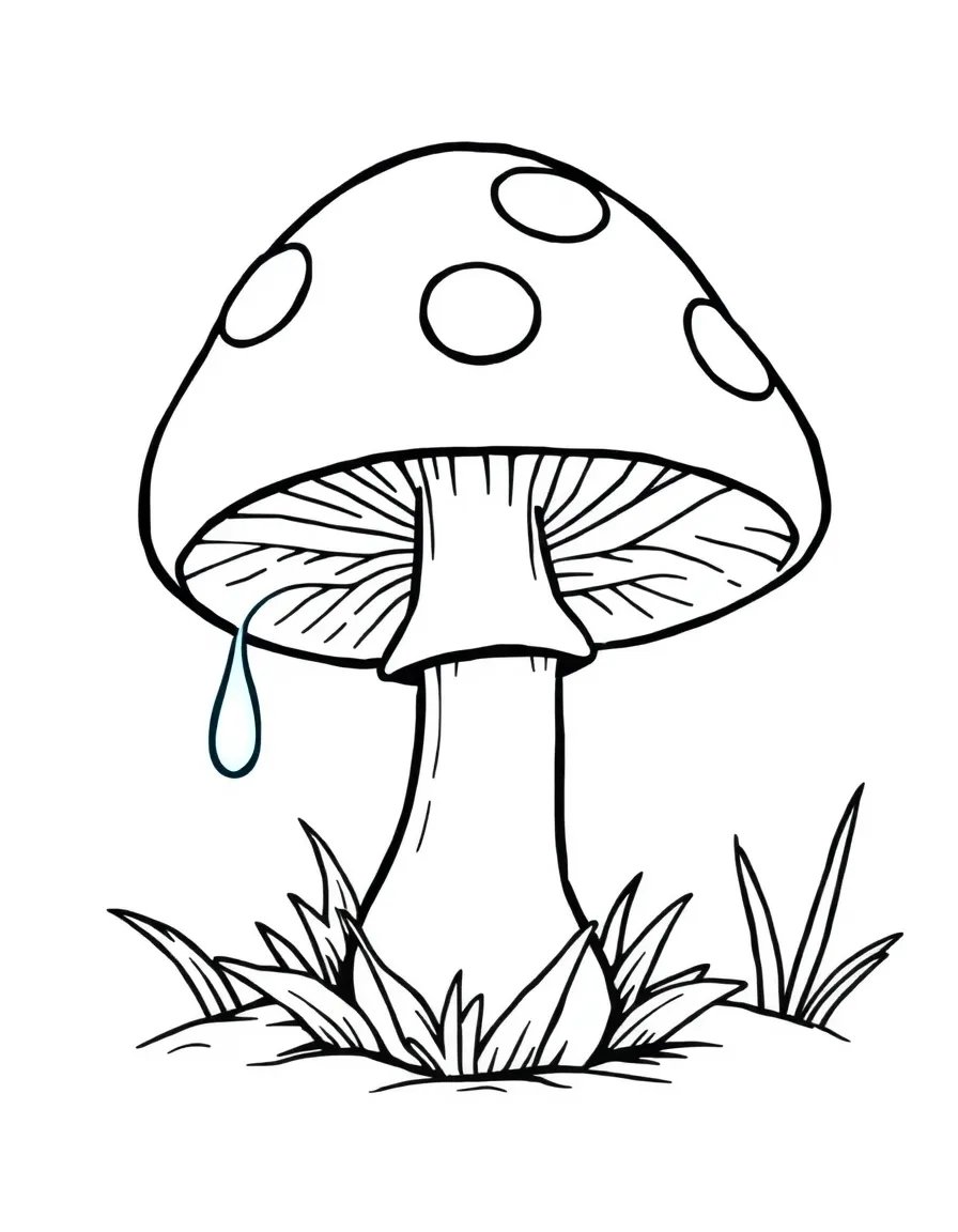 A crying mushroom with a tear.
