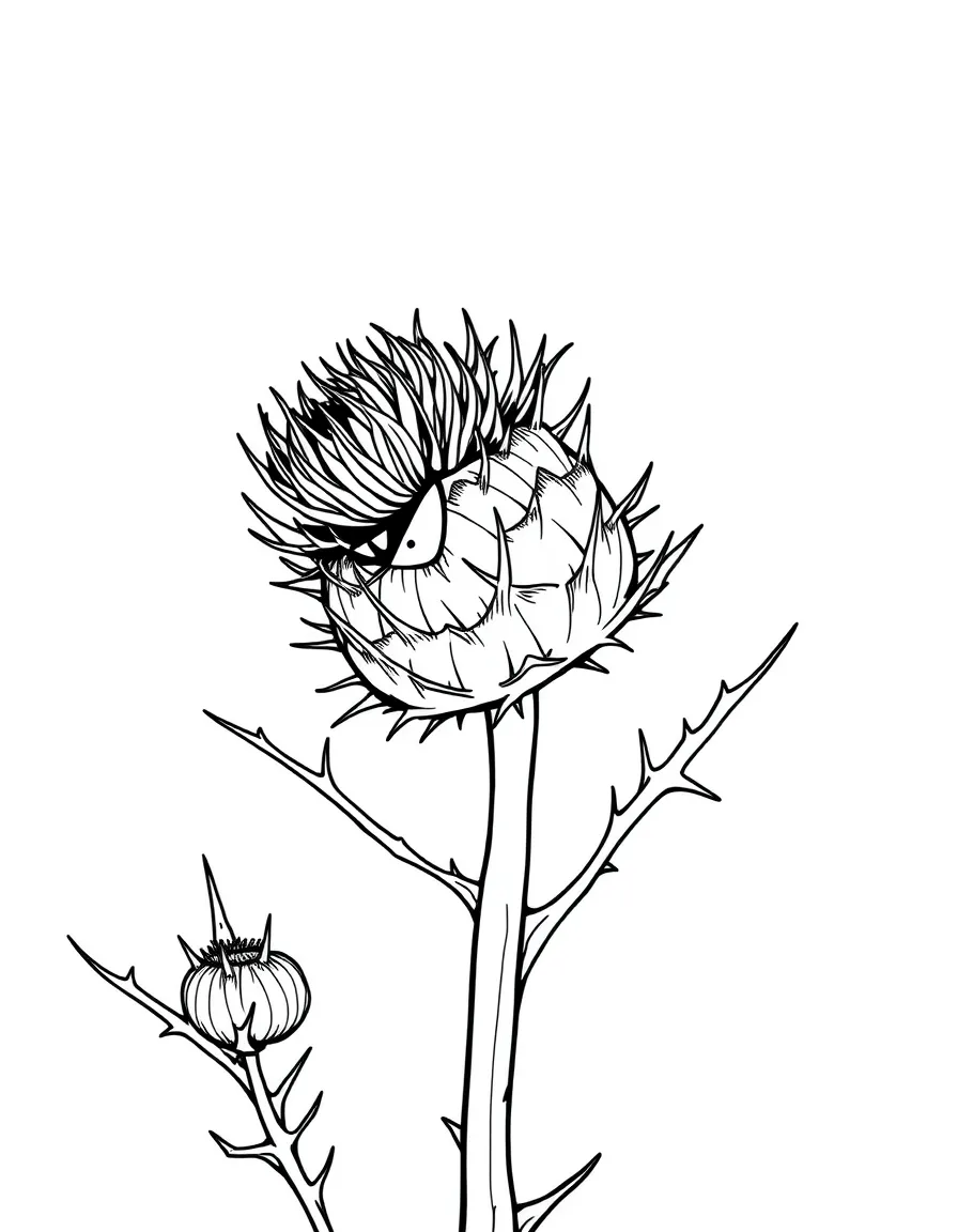 An angry thistle pricking.