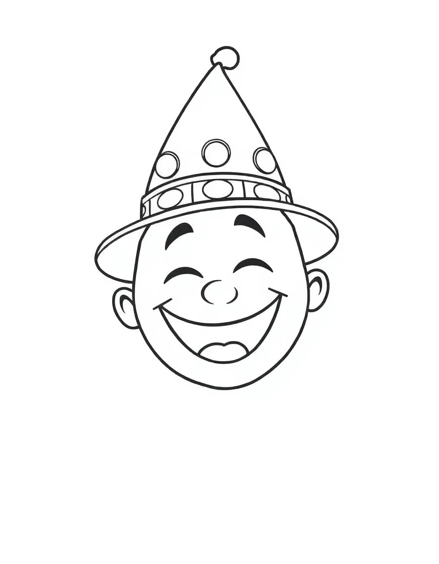 A laughing hat on a head.