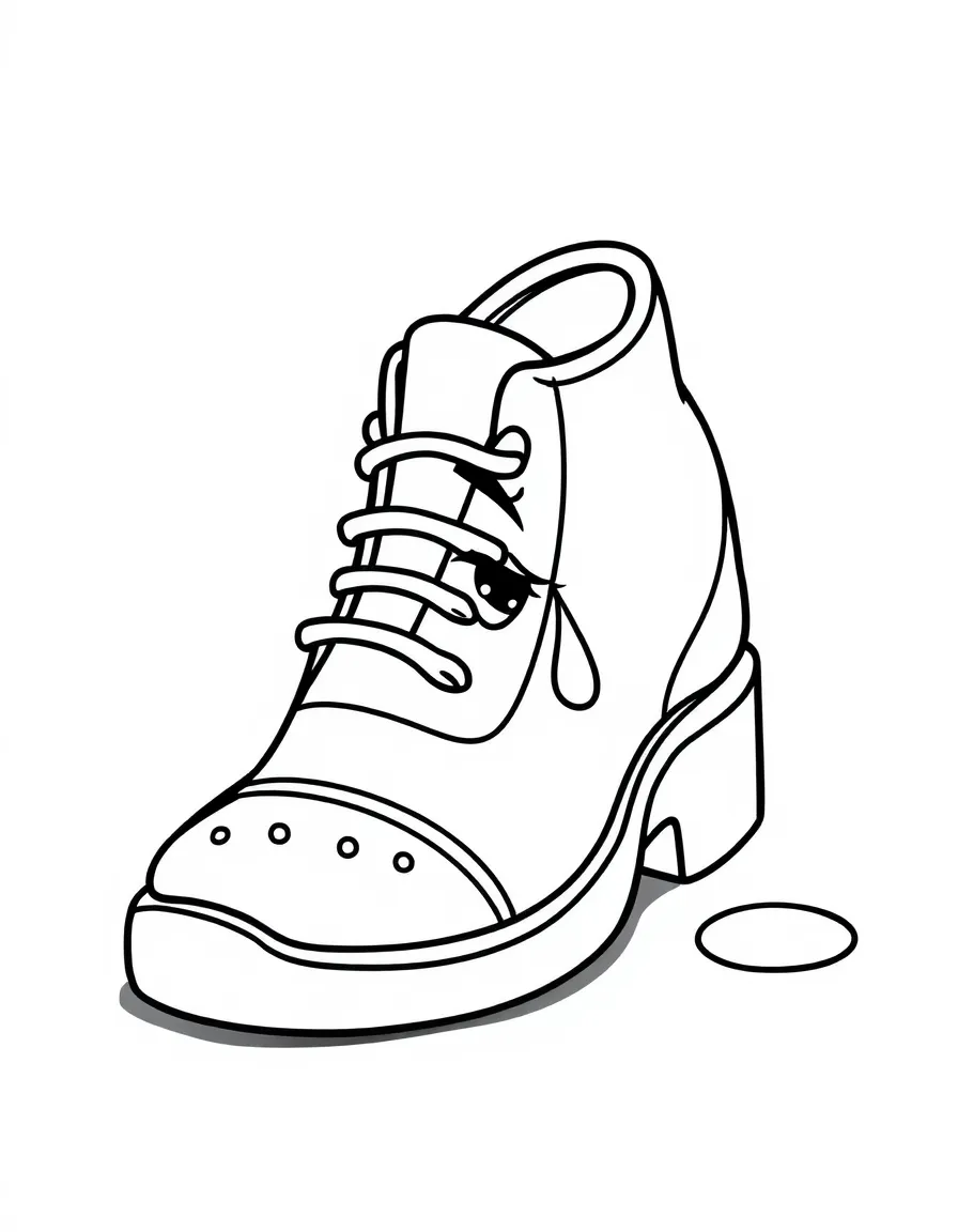 A crying shoe with a tear.