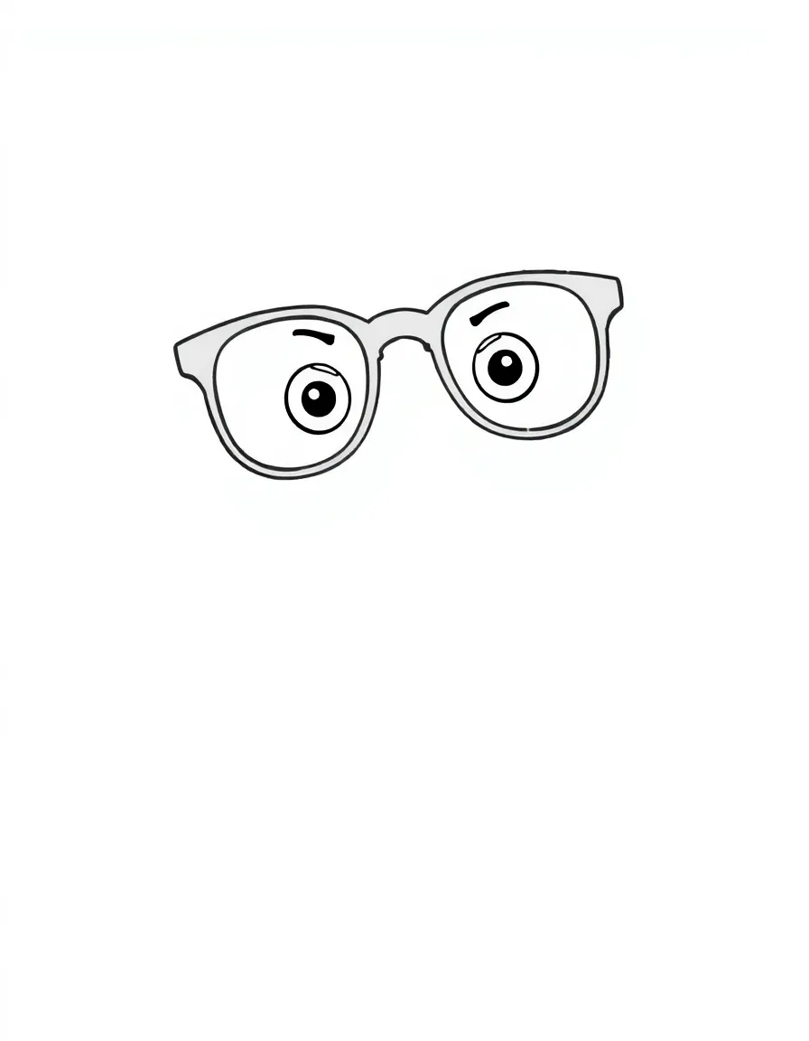 An excited pair of glasses sliding down.