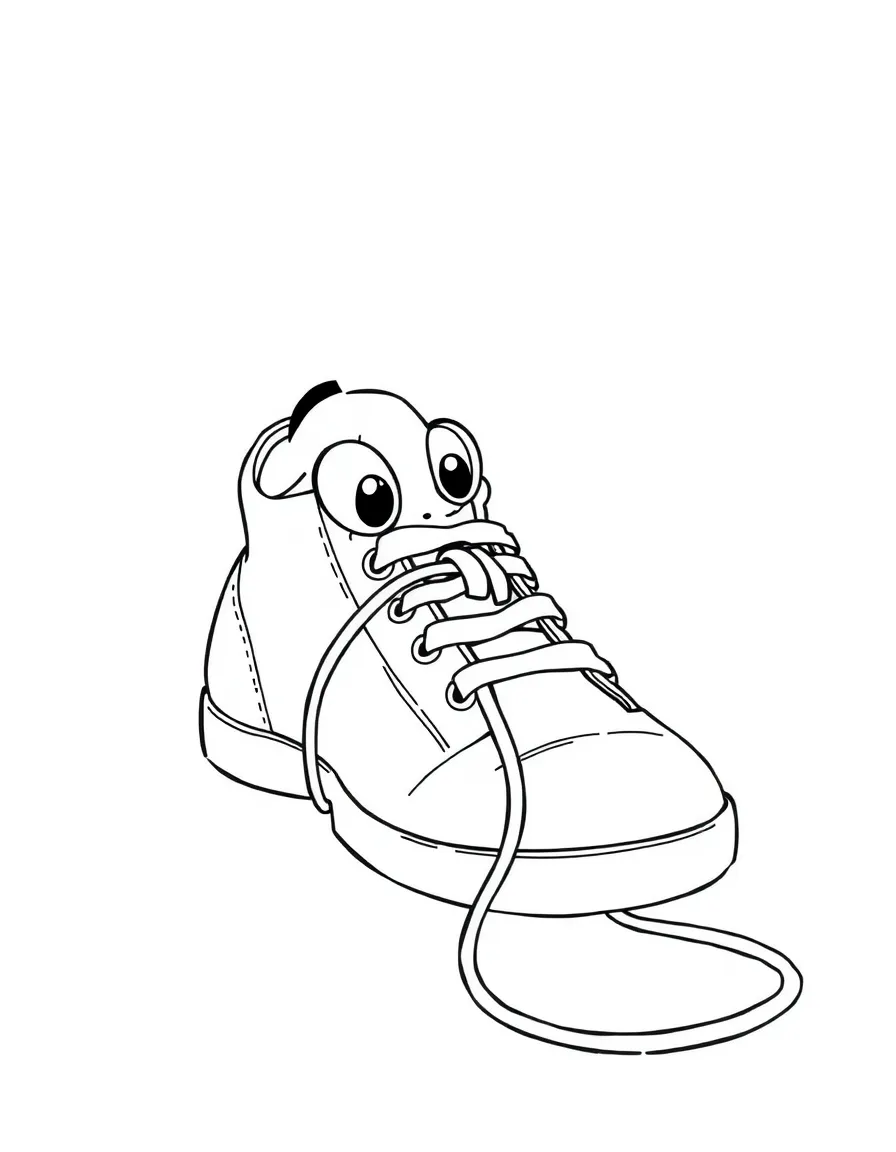 A worried shoelace untied.