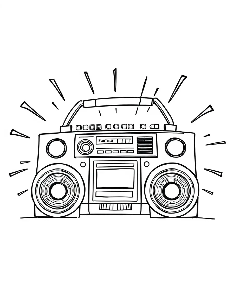 An excited boombox playing loud.