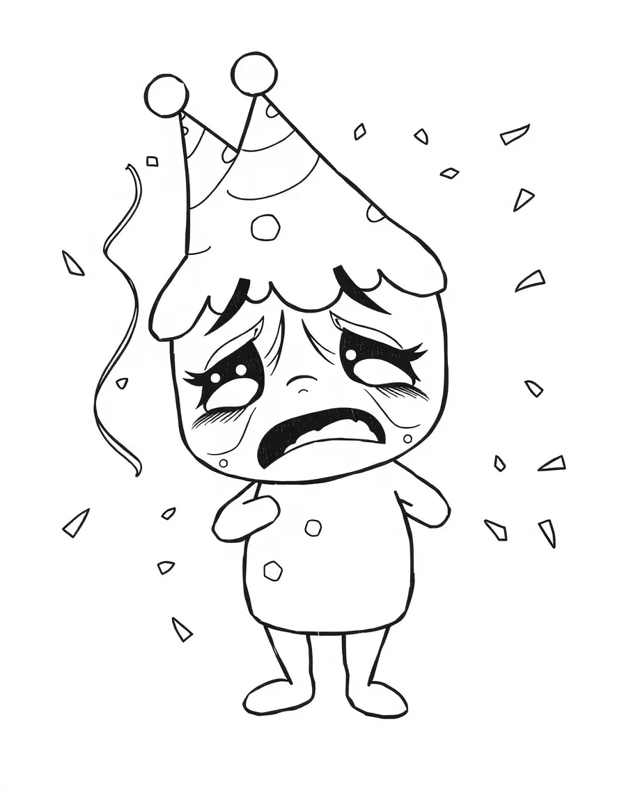 A crying party popper with no confetti.
