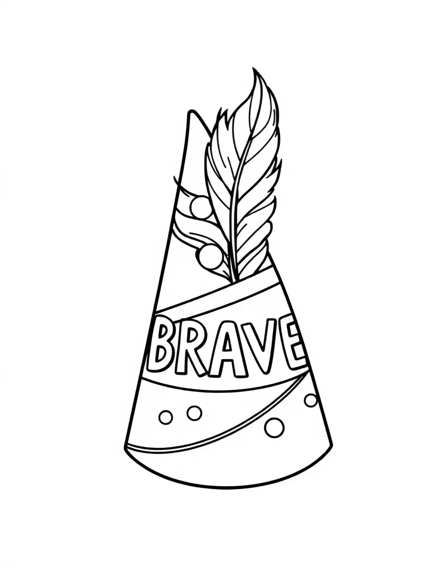A brave party hat with a feather.