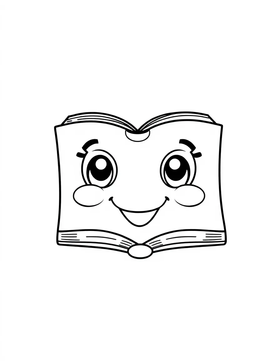 A happy book with eyes smiling.