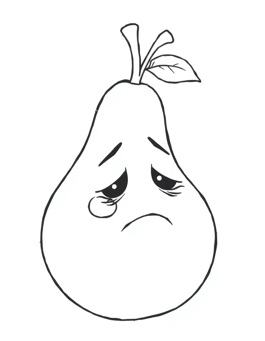 A sad pear with a bruise.