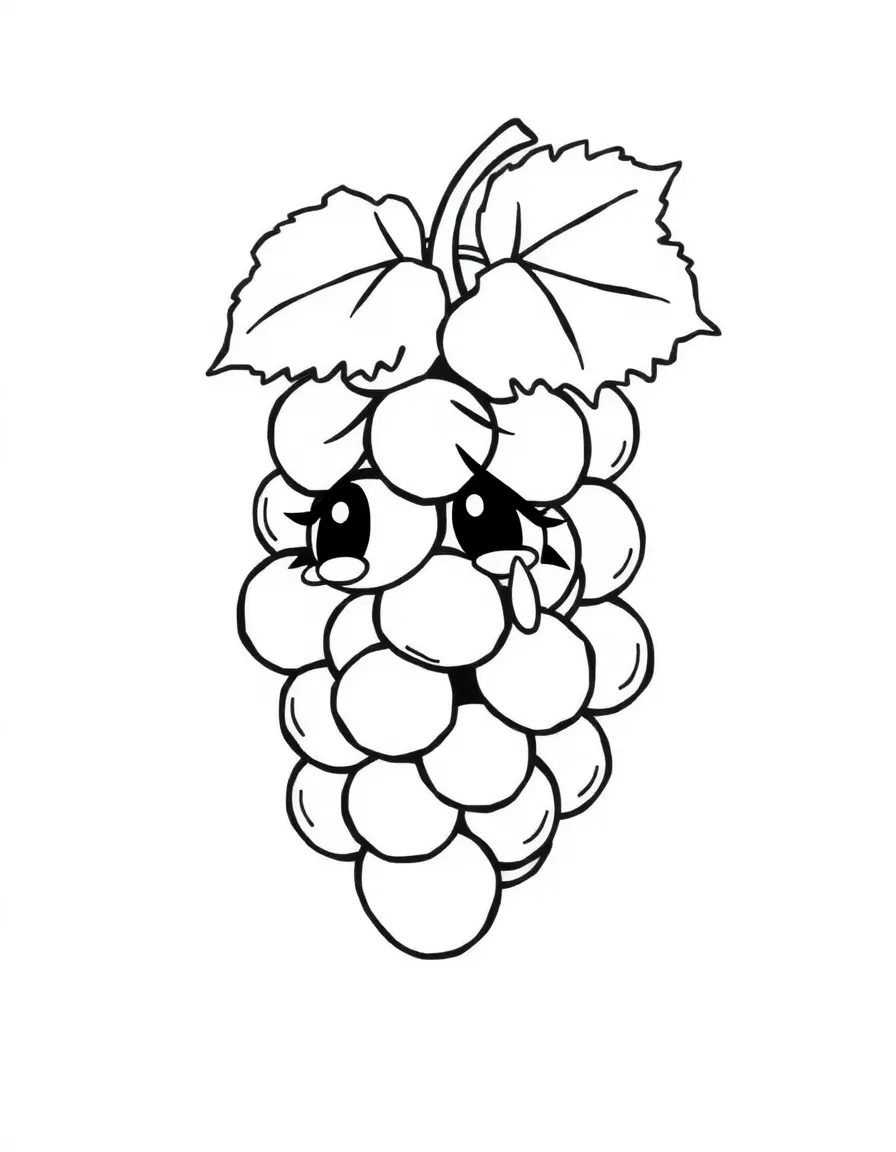 A crying grape with a tear.