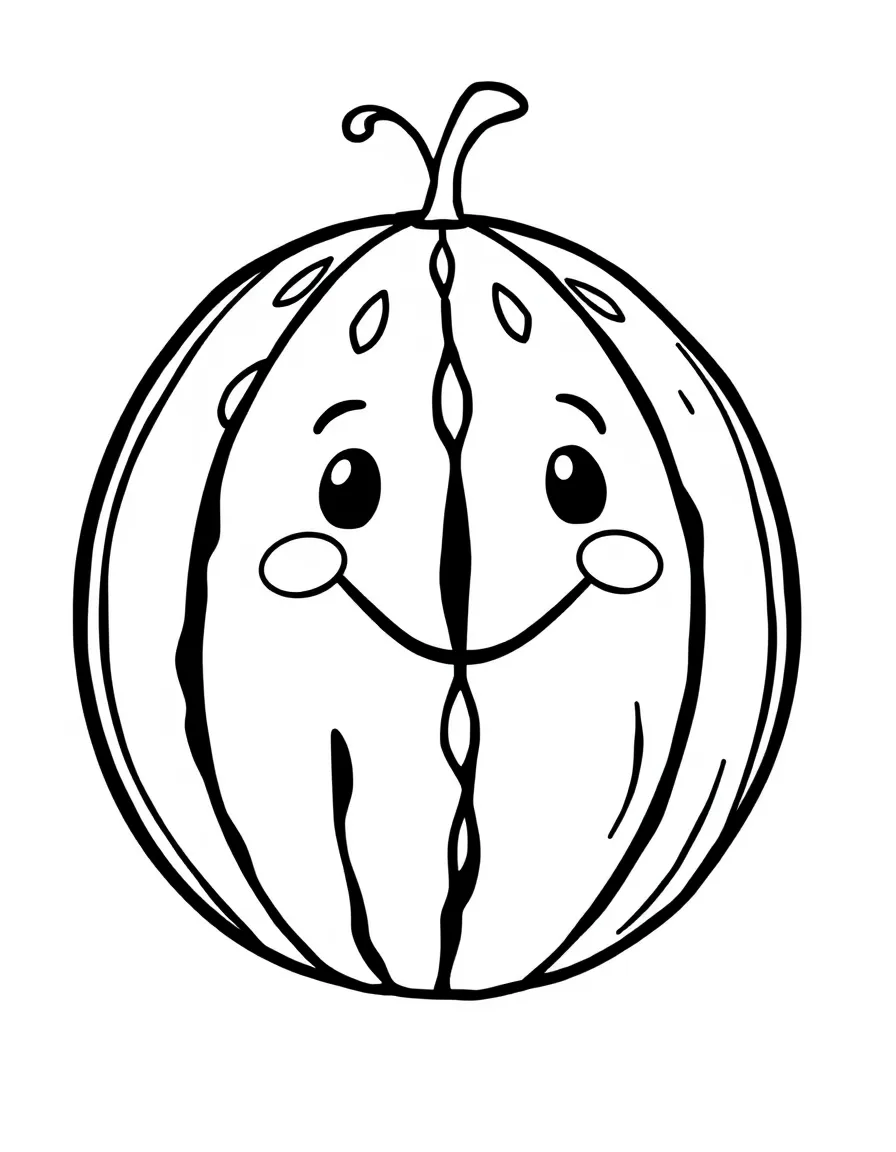A proud watermelon with seeds smiling.