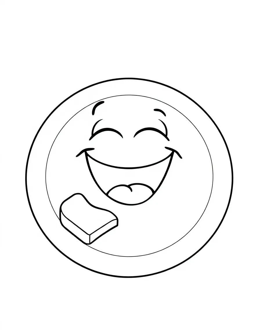 A laughing plate with a bite.