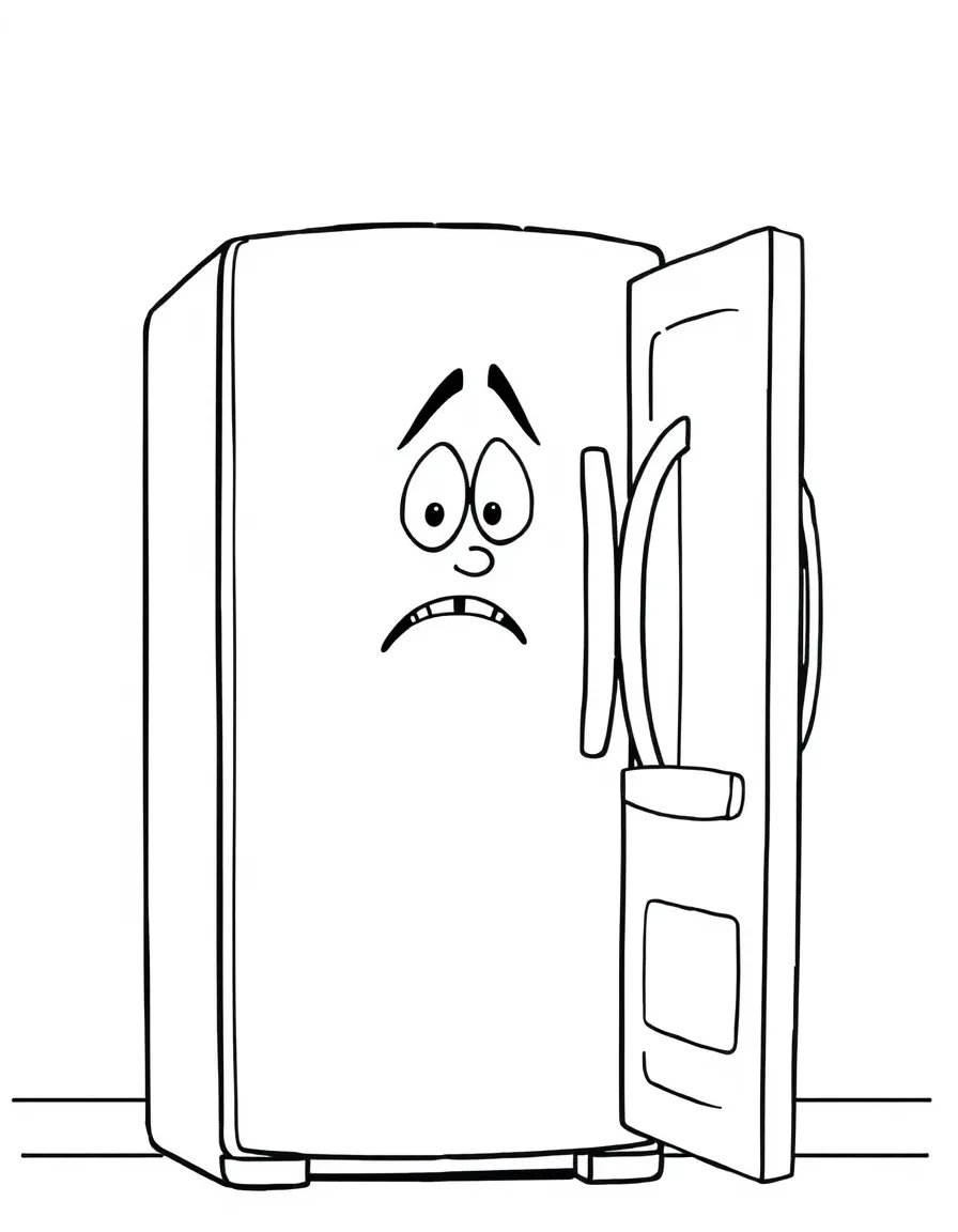 A worried refrigerator door open.