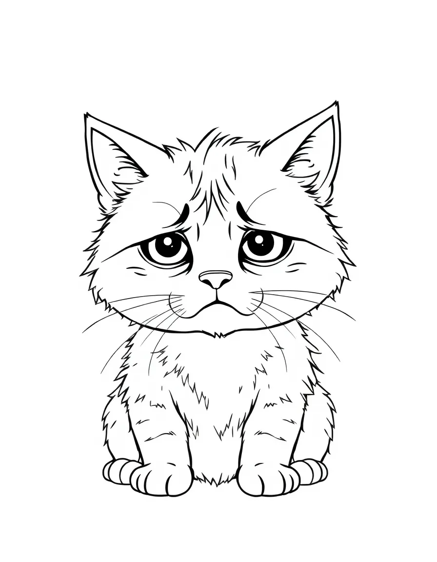 A sad cat with fur ruffled.