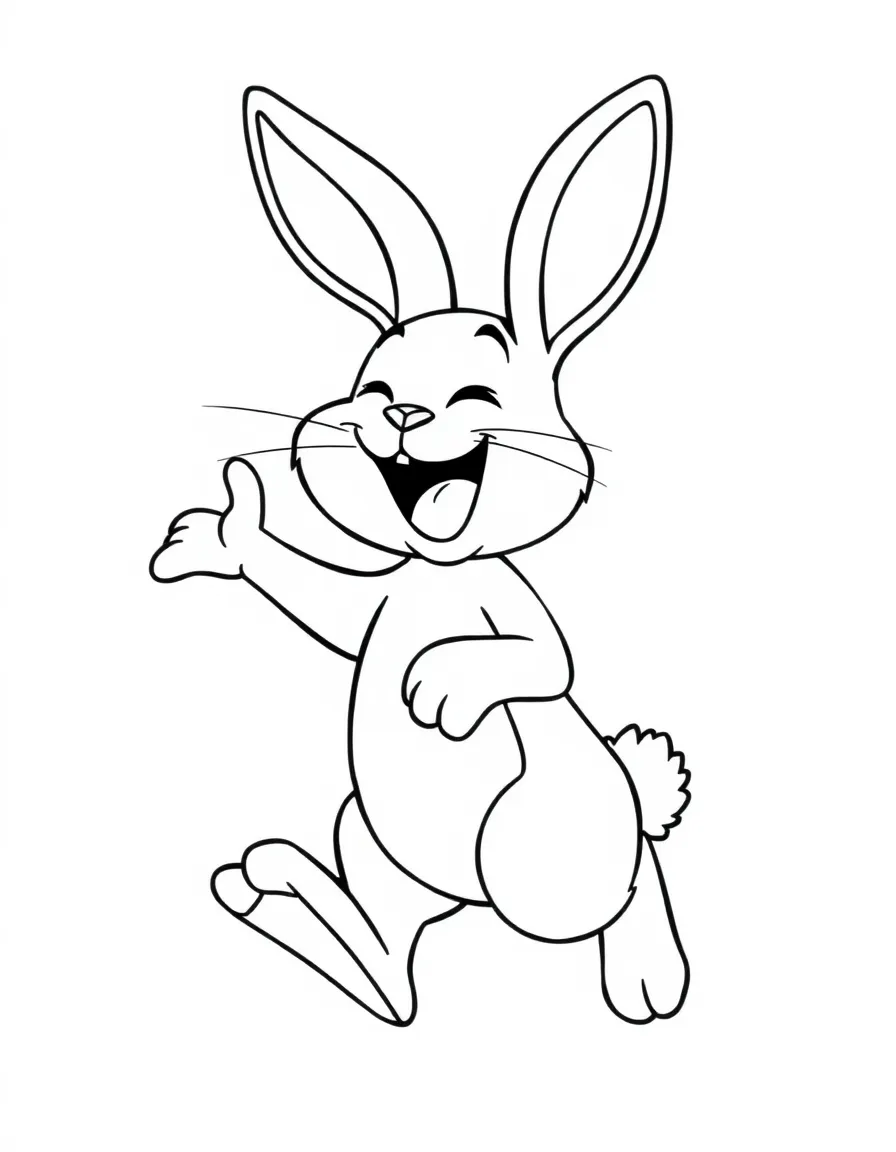 A laughing bunny hopping.