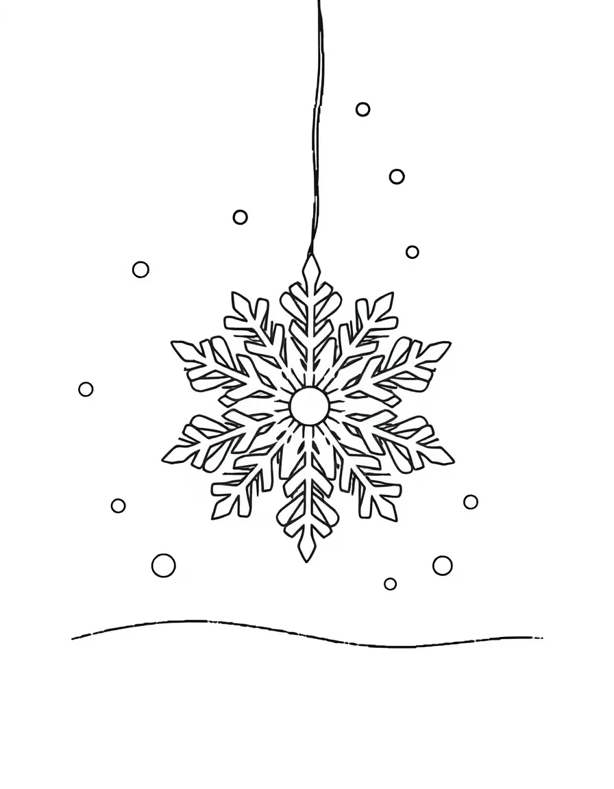 A calm snowflake falling.