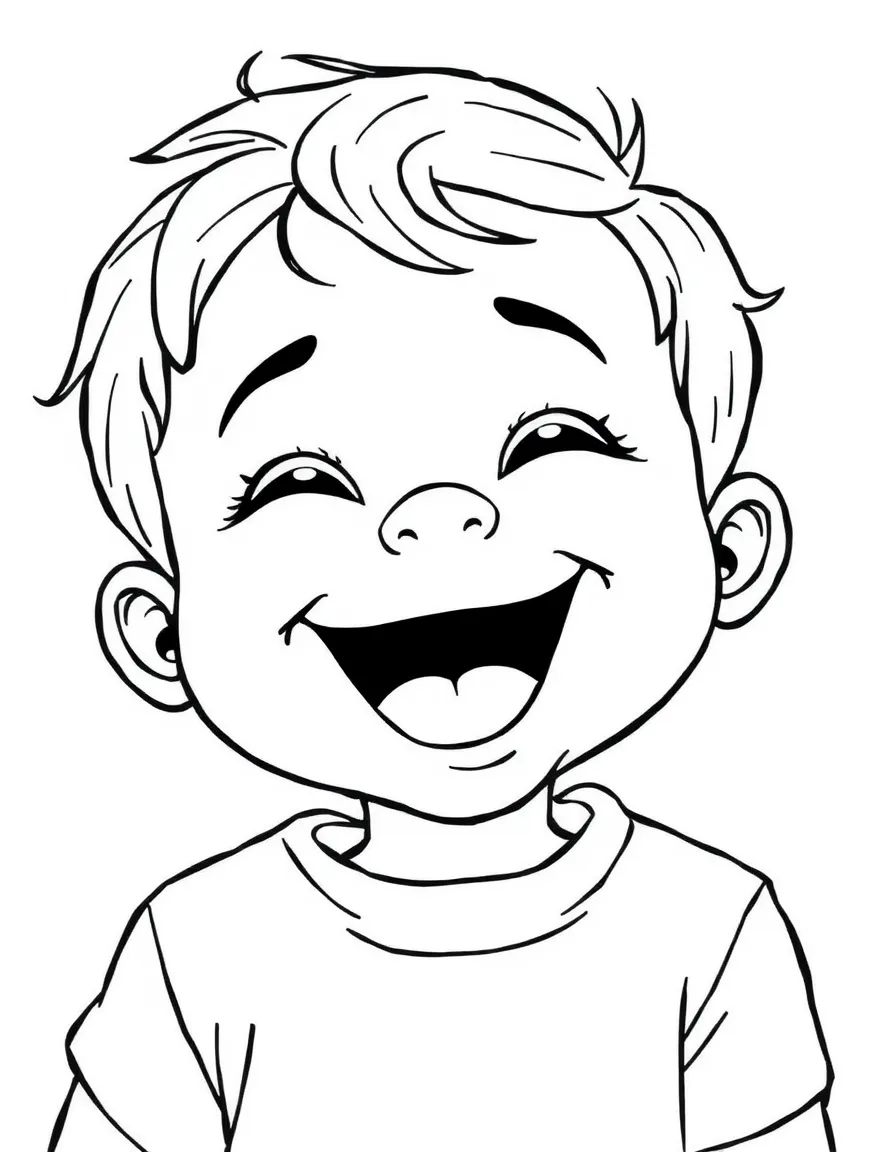 A laughing child with open mouth.