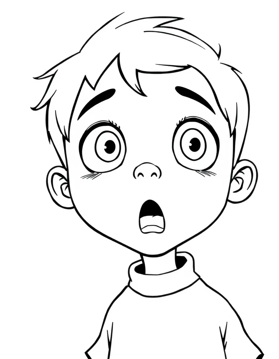 A surprised kid with wide eyes.