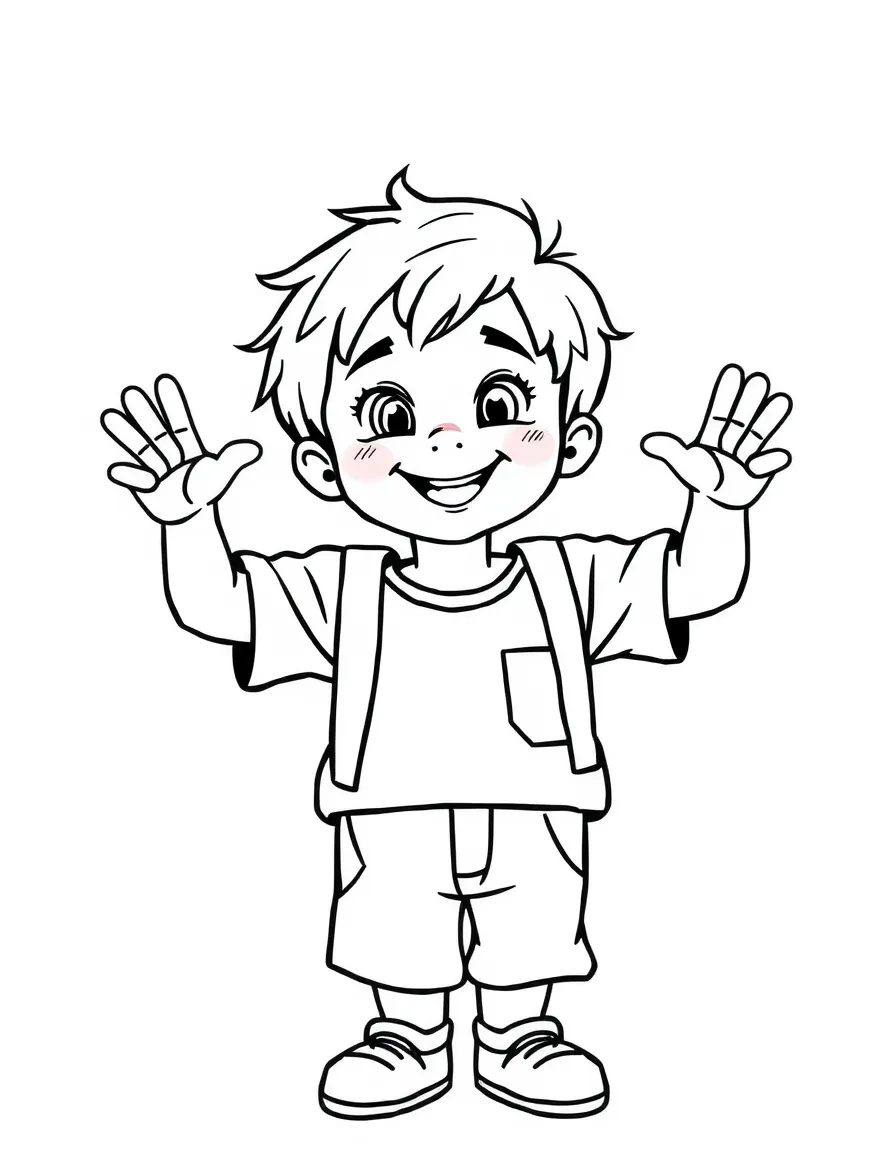 A proud child showing off.