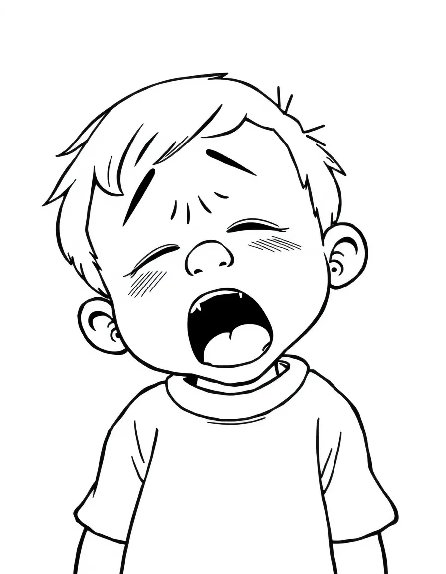 A bored child yawning.
