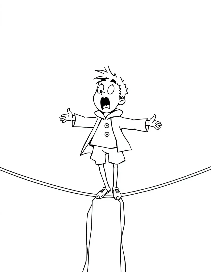 A surprised tightrope walker.