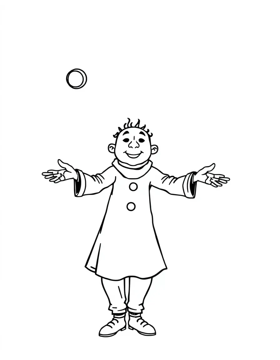 A calm juggler balancing.