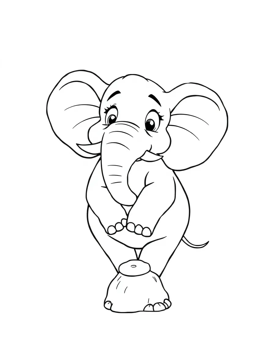 A worried elephant balancing.
