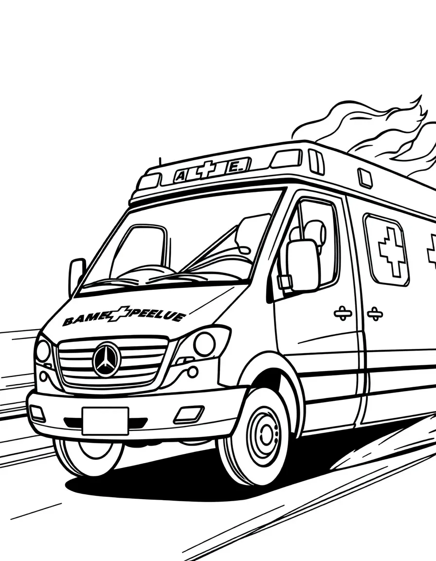 A brave ambulance speeding.