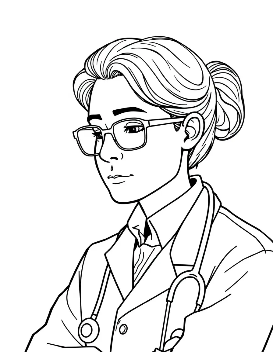 A calm doctor examining.