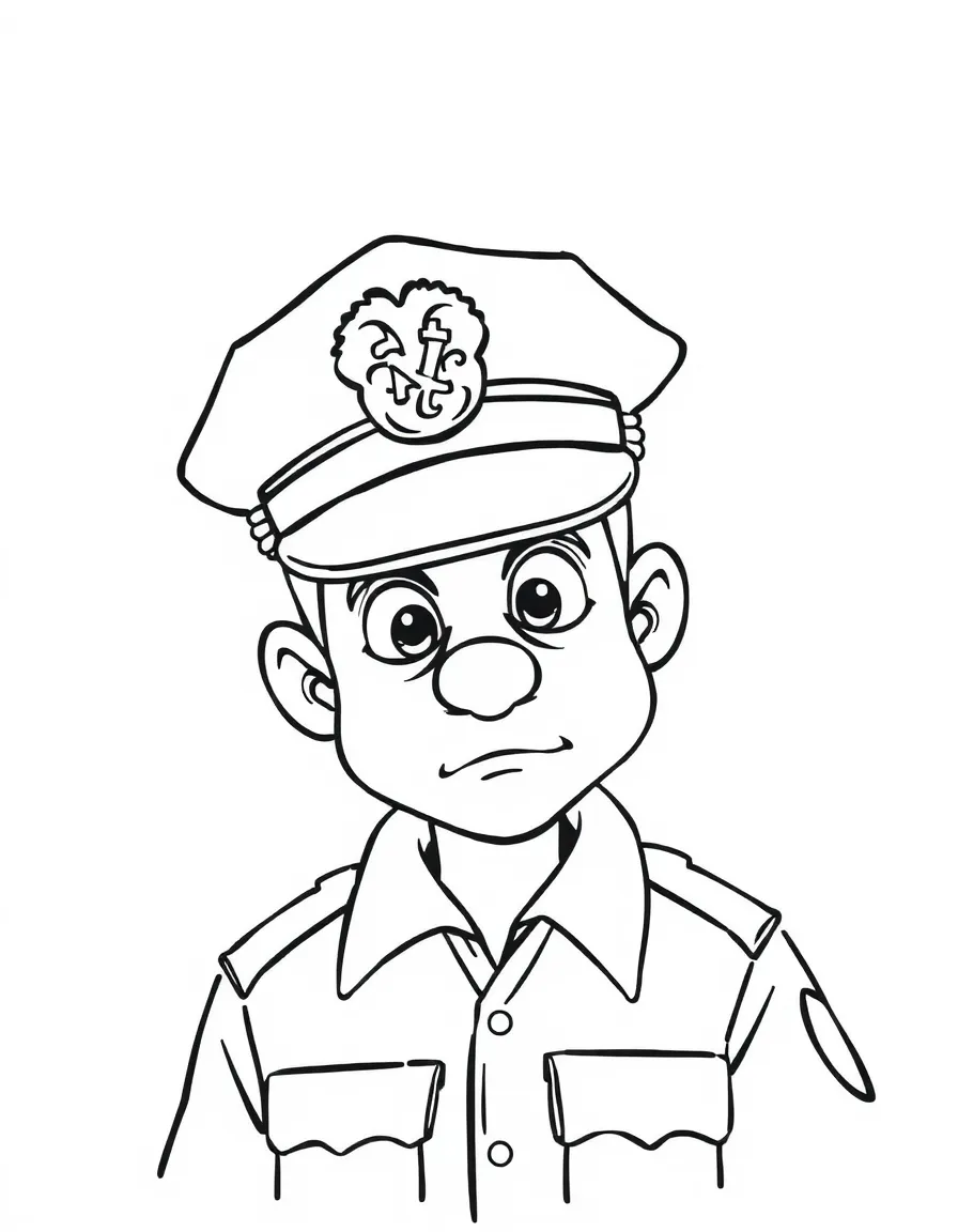 A shy police officer hiding.