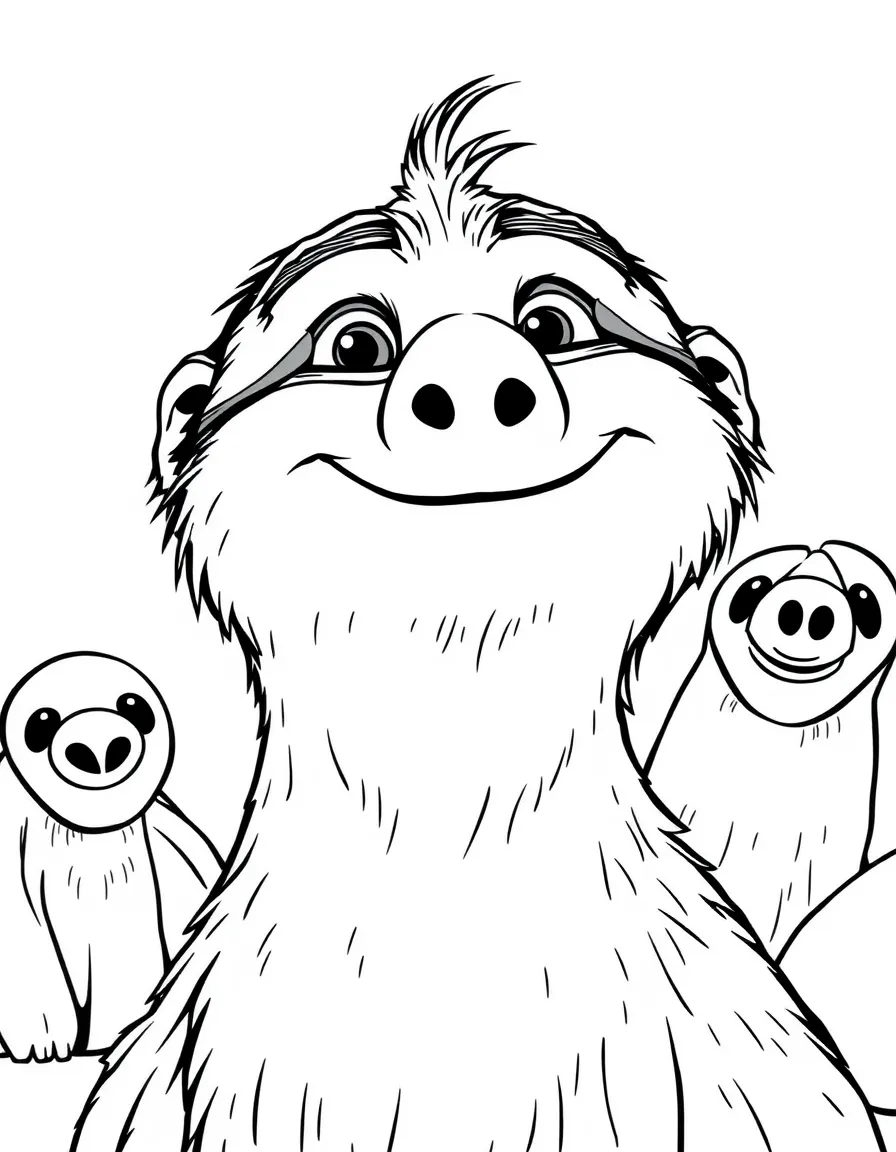 (characters in movie "Ice Age") Sid the sloth smiling.