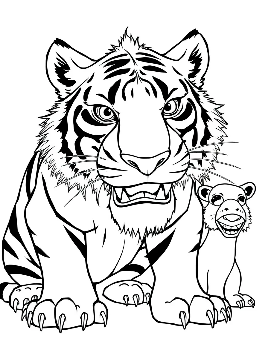 (characters in movie "Ice Age") Shira the saber-tooth tiger looking fierce.