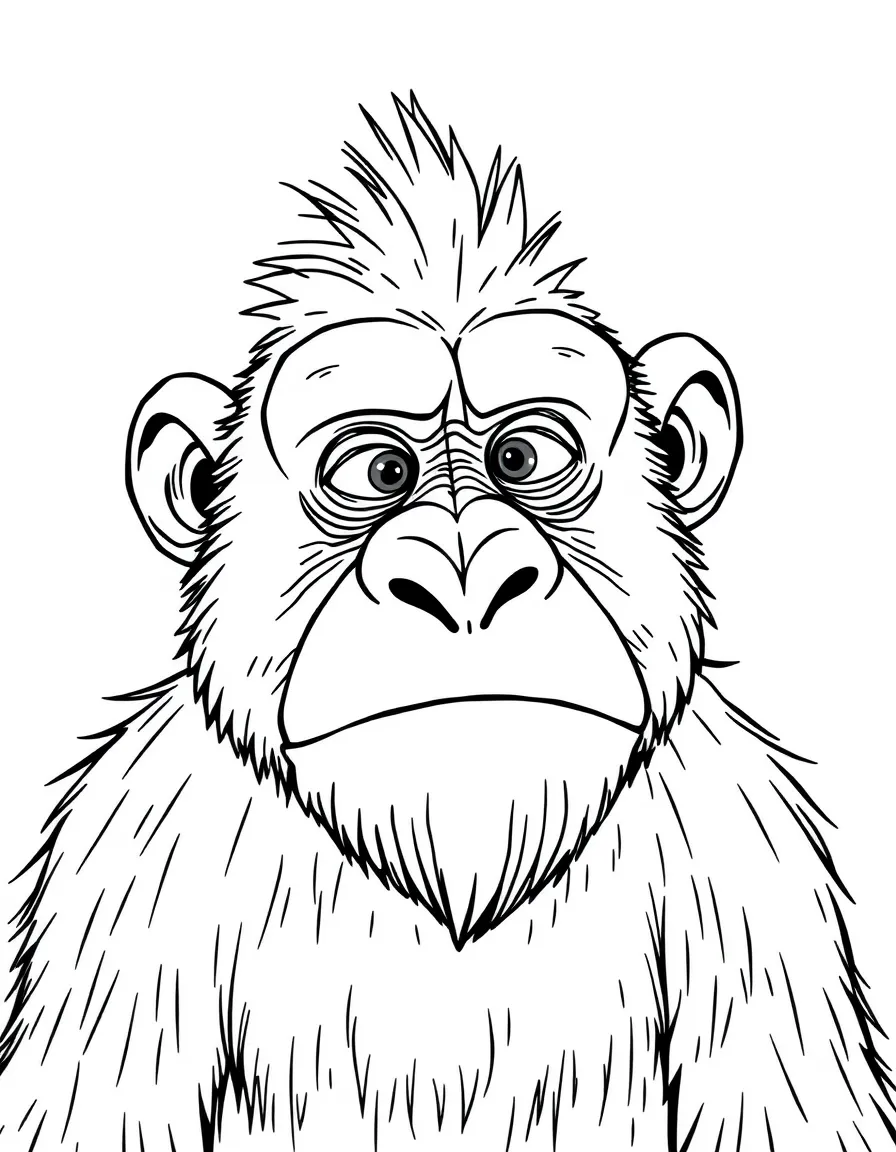 (characters in movie "Ice Age") Gutt the ape frowning.