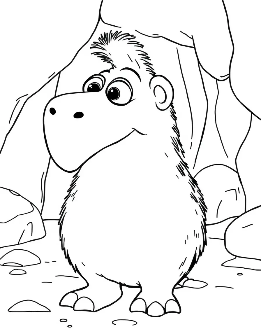 (characters in movie "Ice Age") Louis the molehog looking shy.