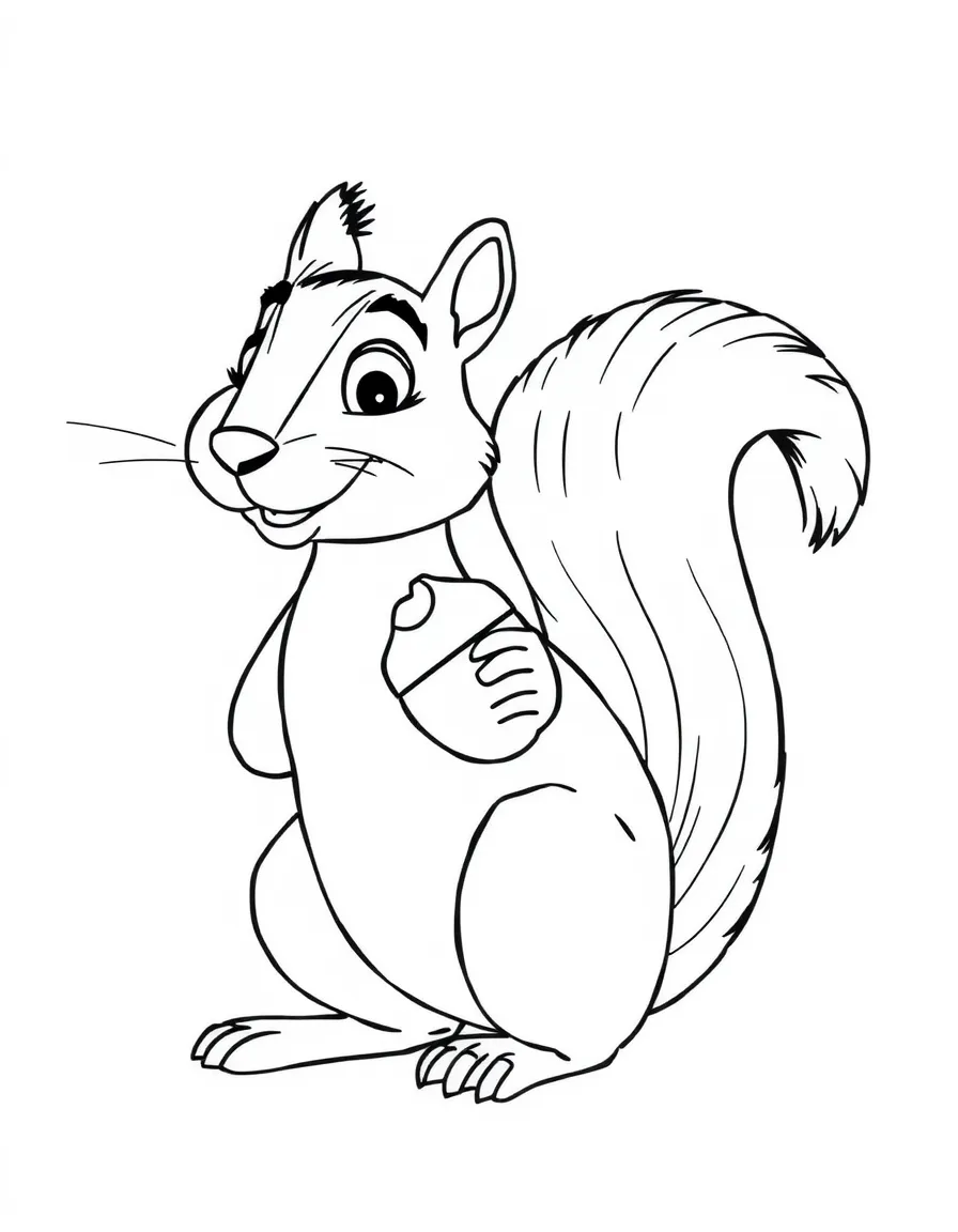(characters in movie "Ice Age") Scratte the squirrel-weasel with her acorn.