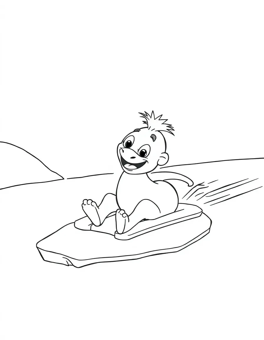 (characters in movie "Ice Age") Sid sliding on the ice.