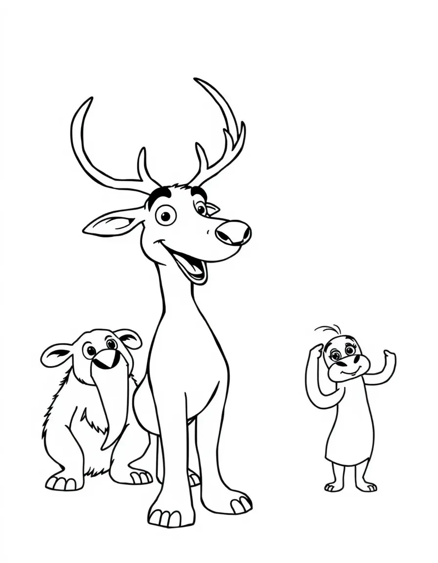 (characters in movie "Ice Age") Buck pointing the way.