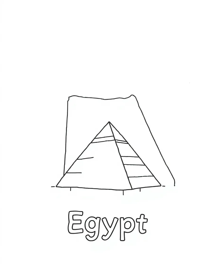 A small pyramid, a simple outline map of Egypt, and the word "Egypt"