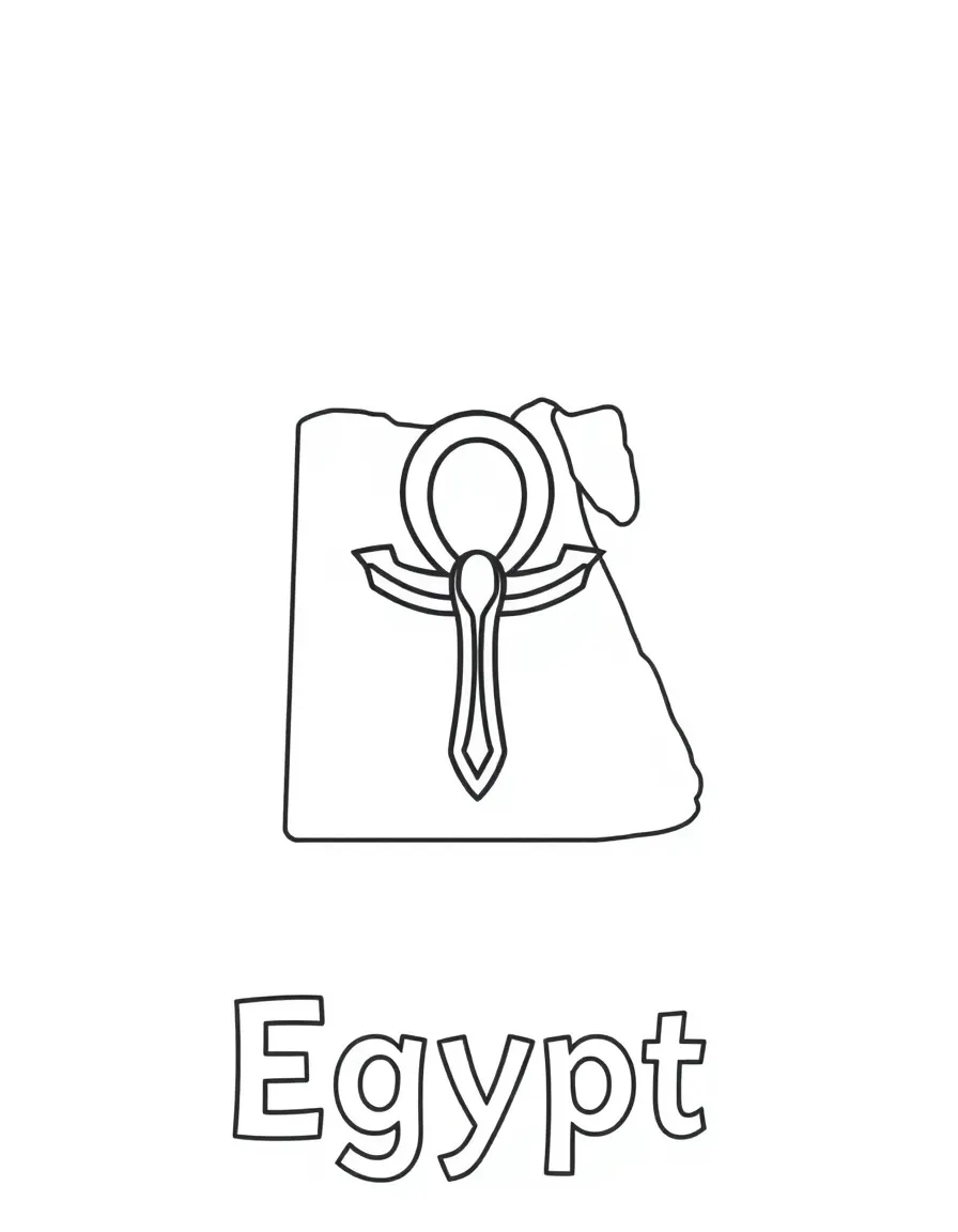 A cute ankh, a simple outline map of Egypt, and the word "Egypt"