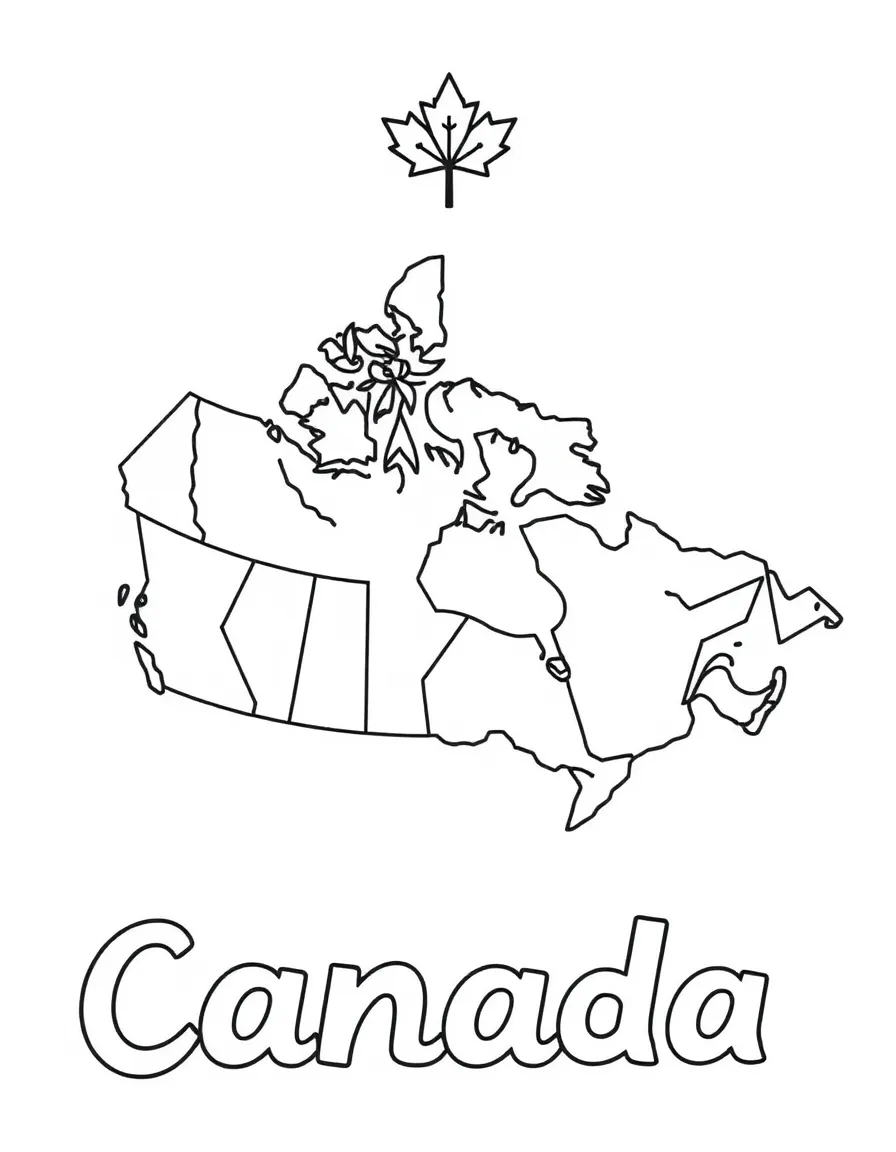A small maple leaf, a simple outline map of Canada, and the word "Canada"