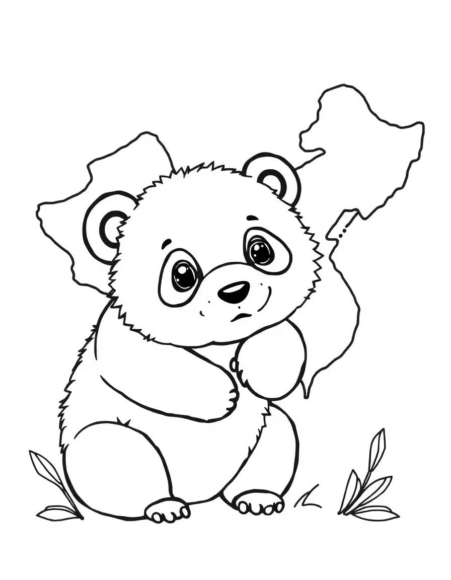 A small panda, a simple outline map of China, and the word "China"