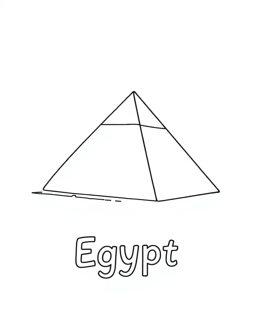 A small pyramid, a simple outline map of Egypt, and the word "Egypt"