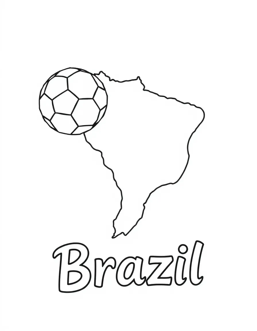 A small soccer ball, a simple outline map of Brazil, and the word "Brazil"