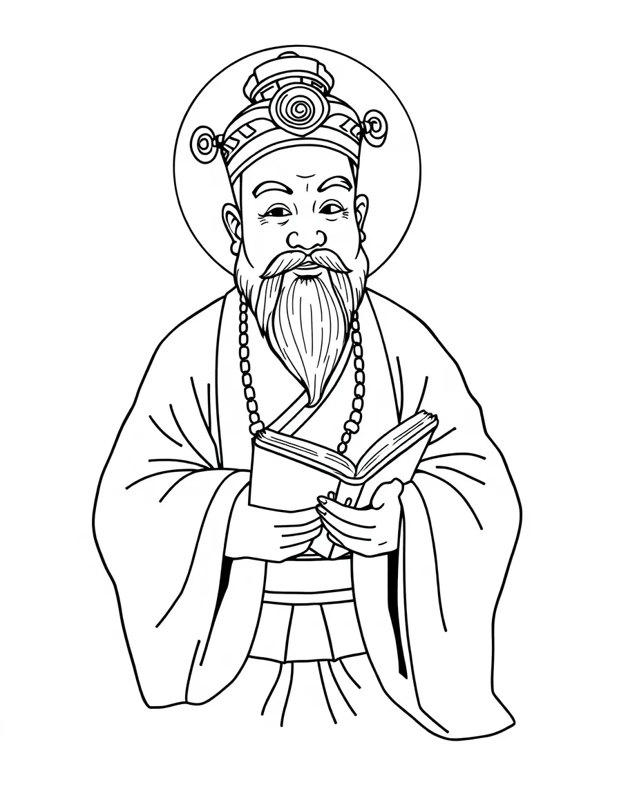 Confucius with a book